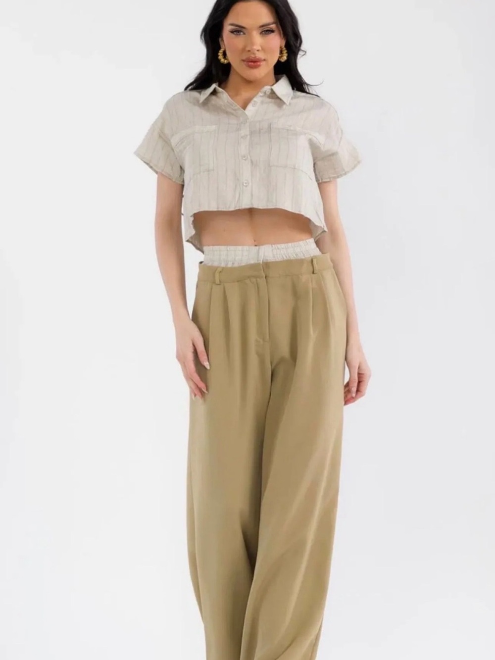 Most Loved Boutique Crop Top with High-Rise Wide Leg Trousers Set